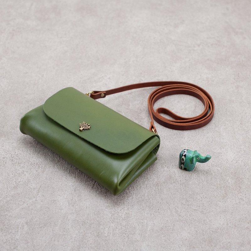 雙釦側背包 送禮 折疊小包 肩背包 抹茶綠 禮物