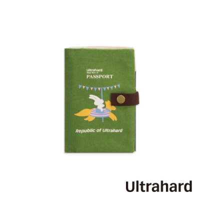 Ultrahard 月見兔中長版護照套-騎木馬(綠)