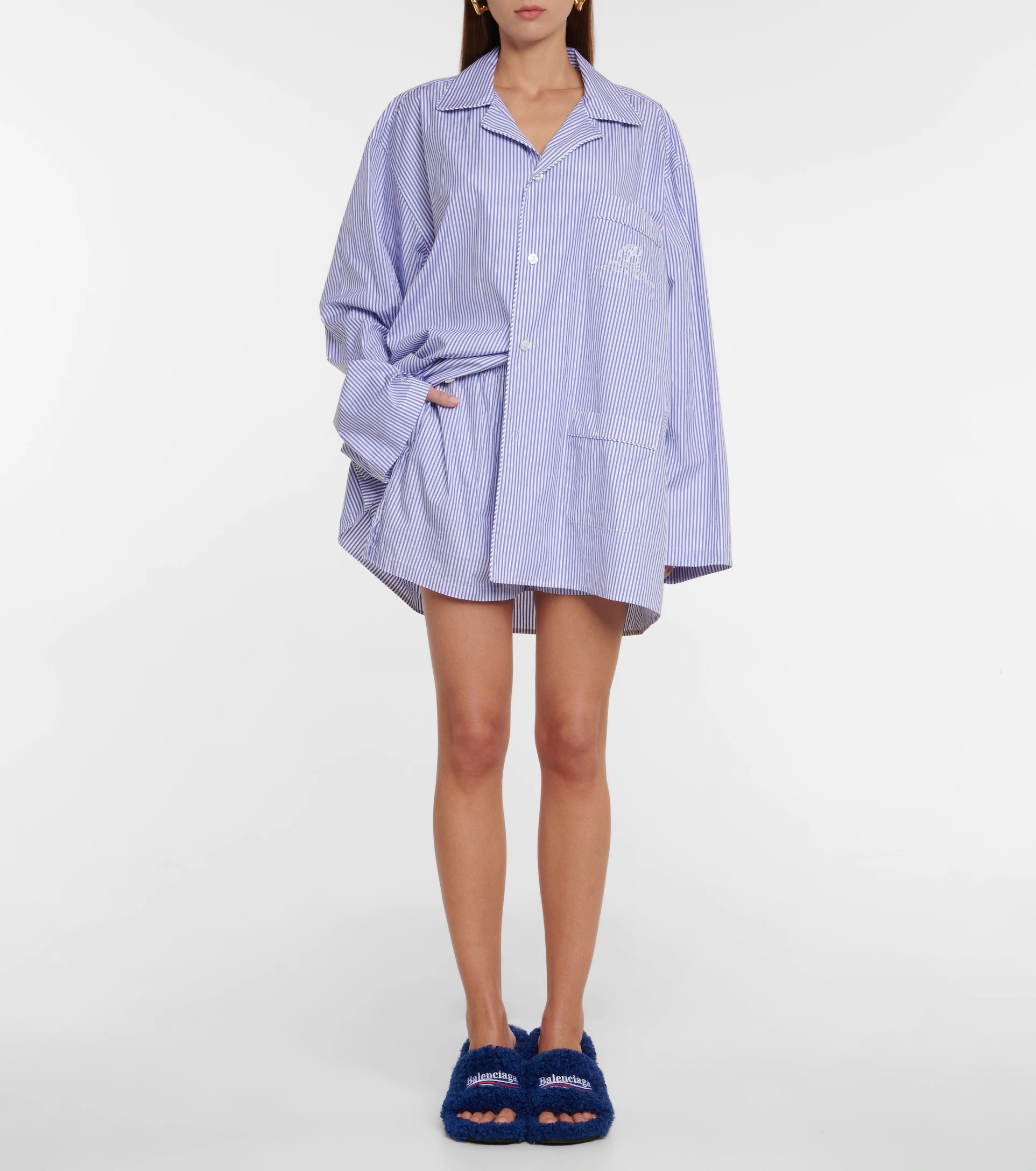 BALENCIAGA Pinstriped cotton pajama top