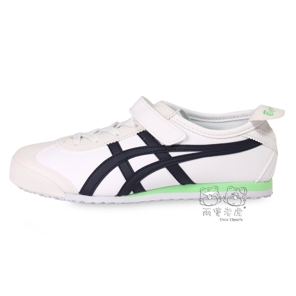 ASICS 亞瑟士 Onitsuka Tiger 白 / 亮綠 魔鬼氈 中童鞋 NO.R3747