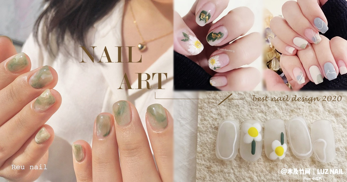 韓國超夯 Ins風 抽象線條暈染美甲圖鑑 性冷淡風超顯白 小花美甲可愛爆表 Line購物