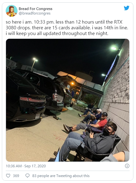 Nvidia RTX 3080顯卡在美國市場銷售一空