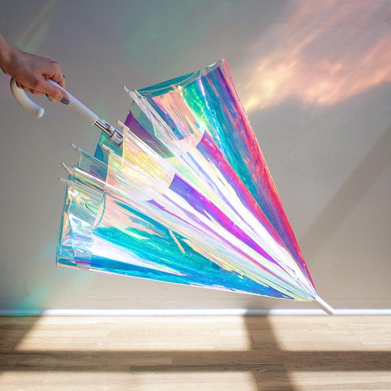 Holo抗強風炫彩半透明雨傘-成人