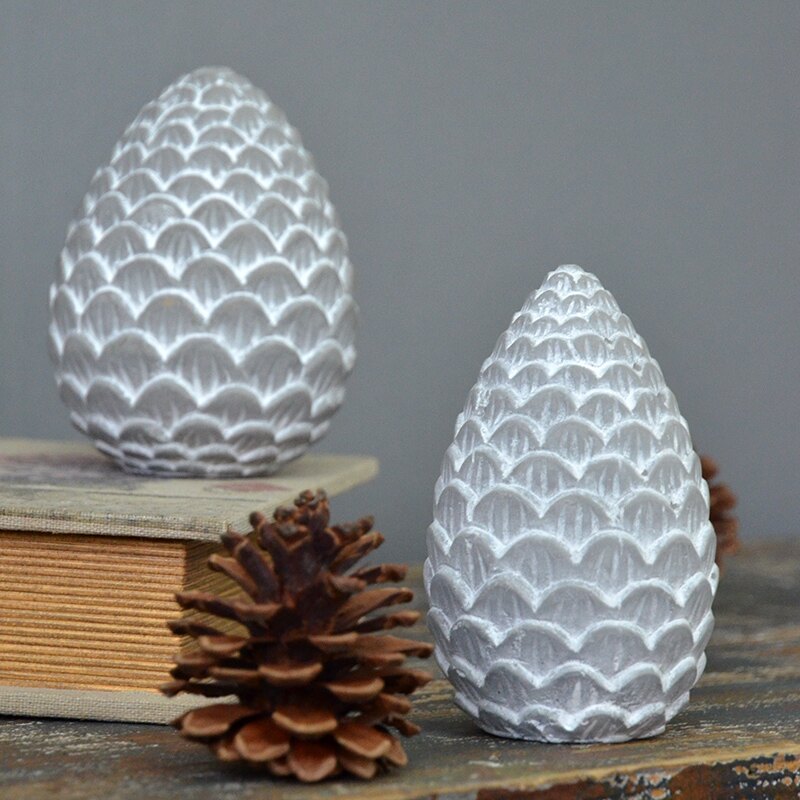 水泥松子松果圣誕節家居櫥窗裝飾擺件zakka拍攝輔助道具蠟燭燭臺1入