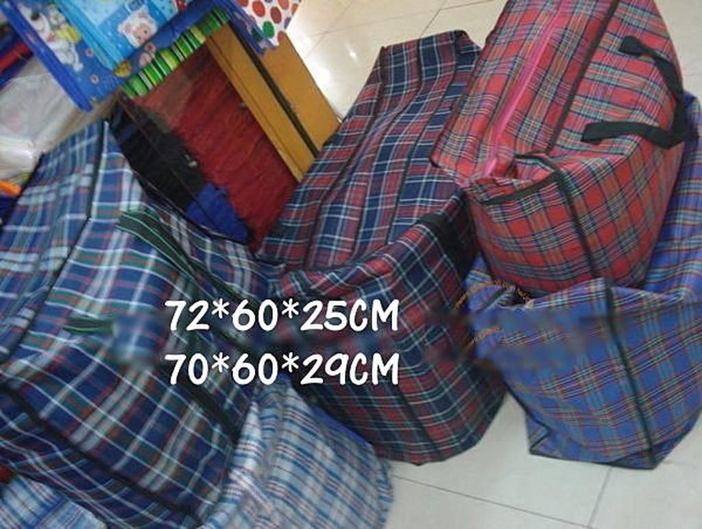 JC飾品批發*特大號70CM加強提把格紋防撥水布購物袋擺攤袋批貨棉被袋搬家環保袋擺攤市場