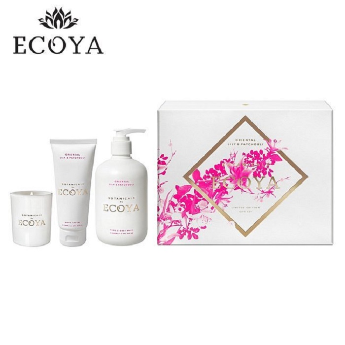 【澳洲ECOYA】大自然百合廣藿香禮盒(大)(迷你香氛蠟燭50g+護手霜75ml+身體洗