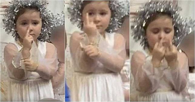 5歲妹扮天使卻狂比「中指」20分鐘　真相你絕對猜不到！