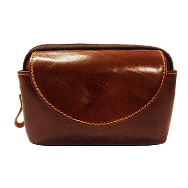 真皮腰包-簡約復古休閒純色男手機包73tr19[巴黎精品]