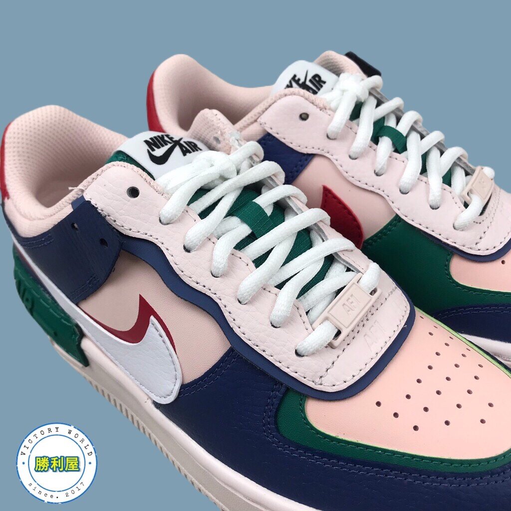 AIR FORCE 1 SHADOW 女鞋 休閒鞋 藍粉綠 接拼 皮革 厚底 增高 CI0919-400