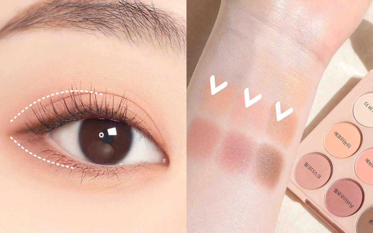 純欲系眼妝步驟2：玫瑰色、奶茶色眼影暈染