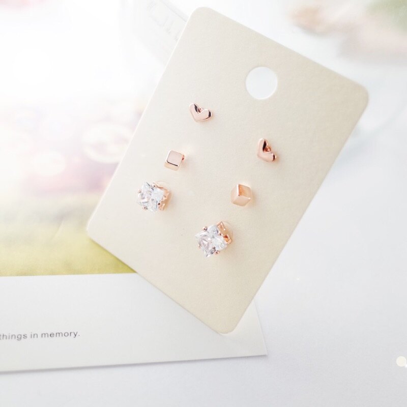 Bonjouracc korea 立體方塊 六件組 耳環