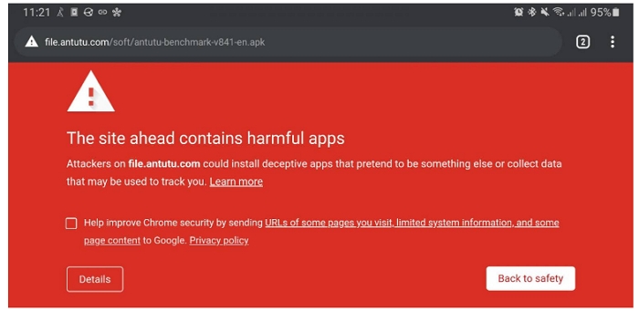 「安兔兔」AnTuTu 直接被Google認定為間諜軟體，就算試圖下載APK也會被封殺