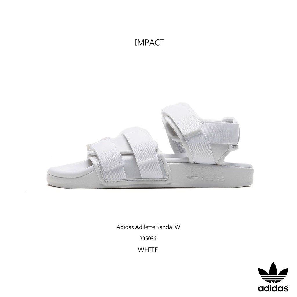 Adidas Adilette Sandal W 魔鬼氈涼鞋 羅馬涼鞋 拖鞋 休閒 百搭 白 BB5096 IMPACT