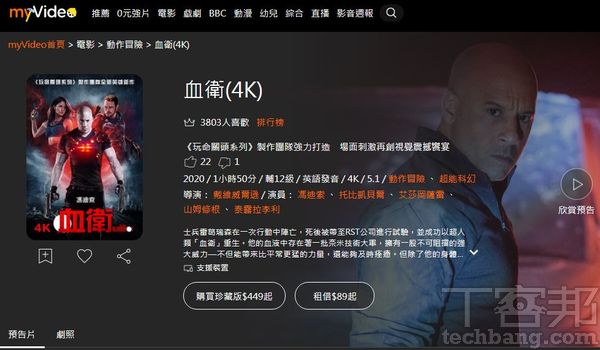 正在崛起中的 myVideo 試圖想用「速度」與「高品質」來跟競爭者一較高下，前陣子才在院線的電影，現在已經可以線上4K欣賞。