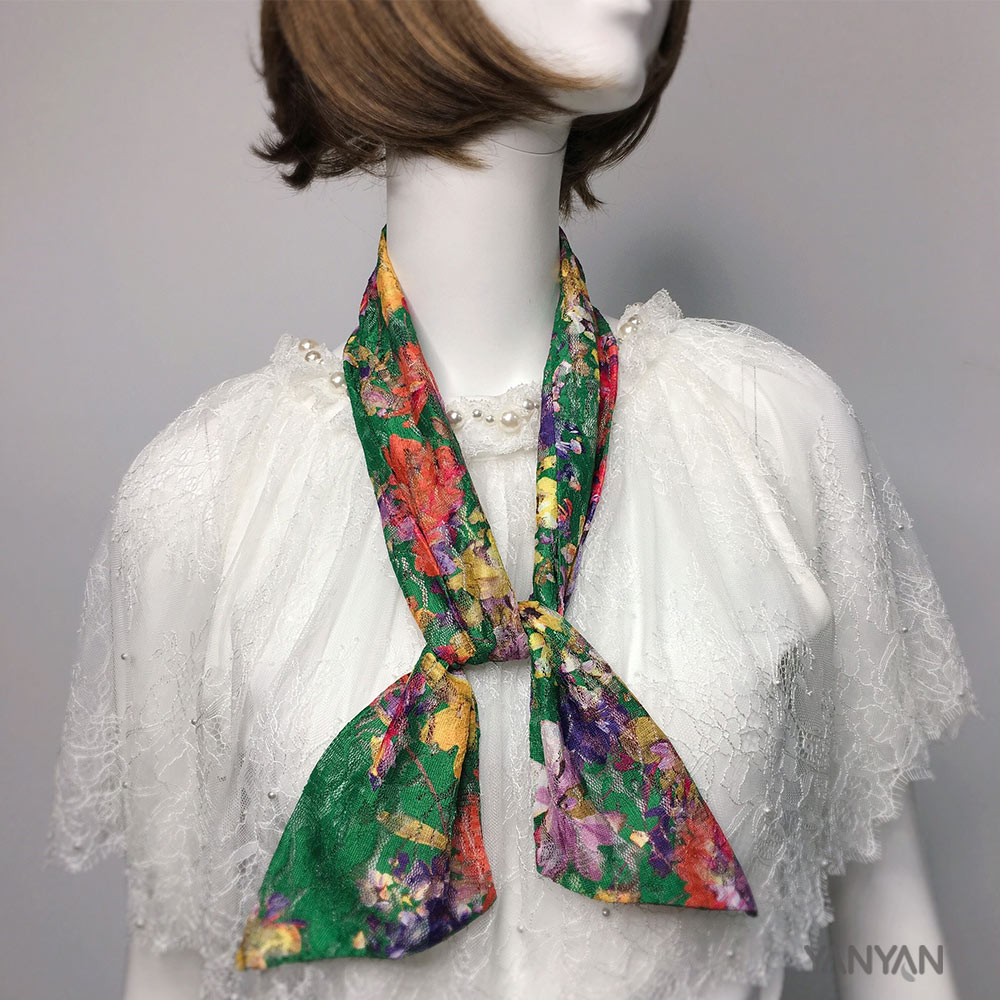 絲巾寬版【綠花蕾絲】