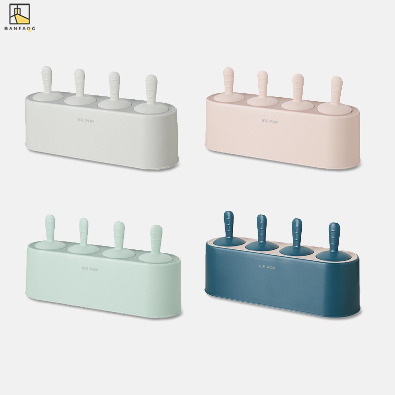 【商品詳情】：品牌：半房品名：塑料-GSM四聯棒冰盒材質：塑料規格：灰白 淺粉 深藍 淺綠圓形尺寸：長度：22cm 寬度：6.5cm 高度（不帶桿把手）：7cm 高度（帶桿把手）：11.5cm個數：1