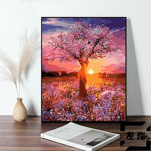 數字油畫diy客廳風景花卉手工填色手繪涂色畫diy油畫 春夏秋冬樹