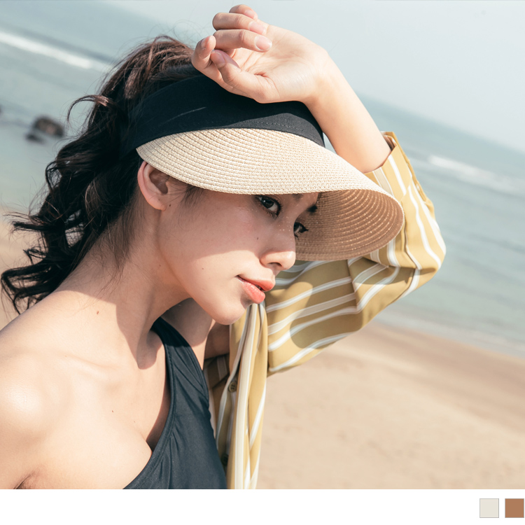 夏日防曬。質感滾邊藤編織遮陽/草帽