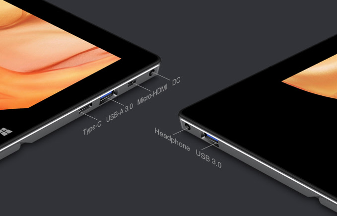 UBook具有USB 3.2 Gen1 Type-A端子2組、Type-C端子1組，以及Micro HDMI、3.5mm耳機、microSD、充電等端子各1組。