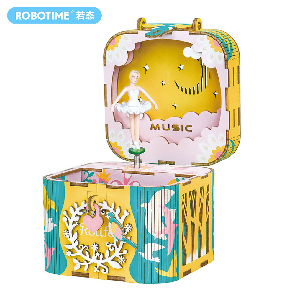 Robotime 若態 DIY 天鵝湖少女 音樂盒 八音盒 收納盒 立體拼圖模型拼裝玩具 家居裝飾品