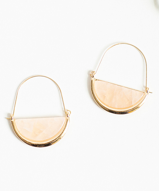 Funky Monkey Women's Earrings Rose - Rose & Goldtone Half-Stone Chloe Earring