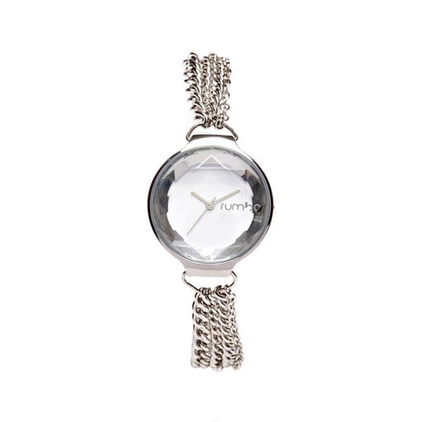 RumbaTime 寶石金屬鍊系列 銀色錶框錶面 金屬鍊錶帶手錶/30mm/11866