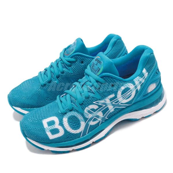 Asics 慢跑鞋 Gel-Nimbus 20 Boston Marathon 藍 白 路跑 亞瑟膠 運動鞋 女鞋【PUMP306】 T8B9N4141