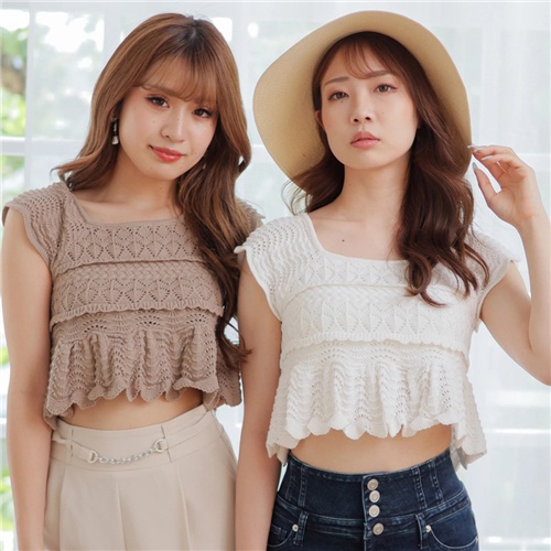 【LIP SERVICE】〔V3170-006〕渡假感編織背心上衣