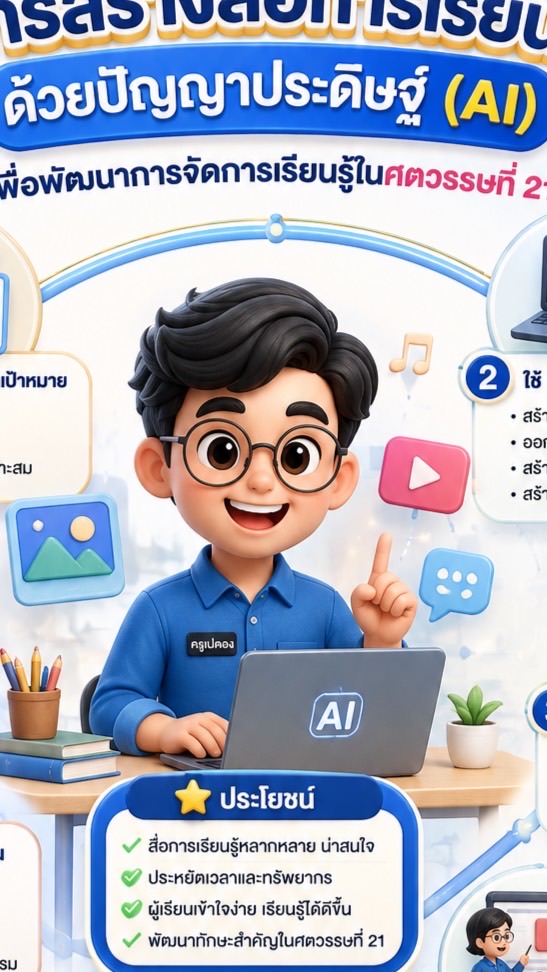 การสร้างสื่อการเรียนรู้ด้วยปัญญาประดิษฐ์ (Al) เพื่อพัฒนาการจัด
