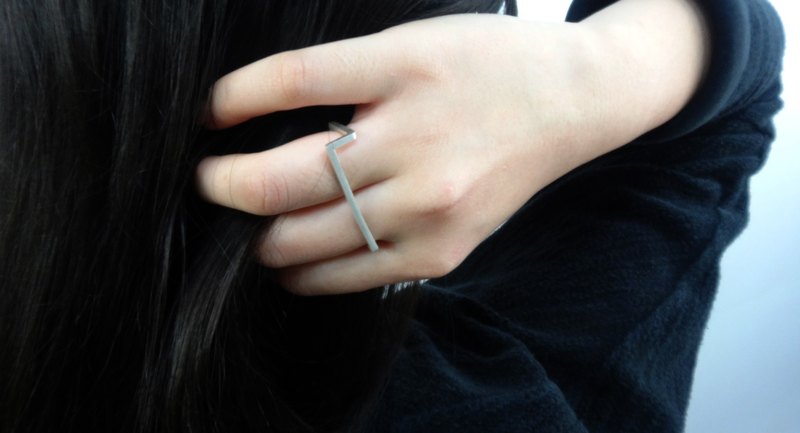 純銀戒 雙指戒 silver ring 當代銀飾 TURNING折轉系列