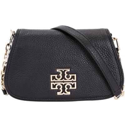 TORY BURCH Britten 鏤空LOGO牛皮斜背包(Mini/黑色)