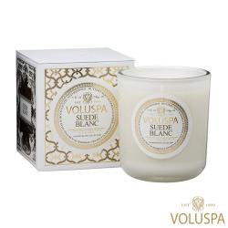 [超值福利品] 美國 VOLUSPA 白屋系列 Suede Blanc 布蘭克絨 浮雕玻璃罐 340g 香氛蠟燭