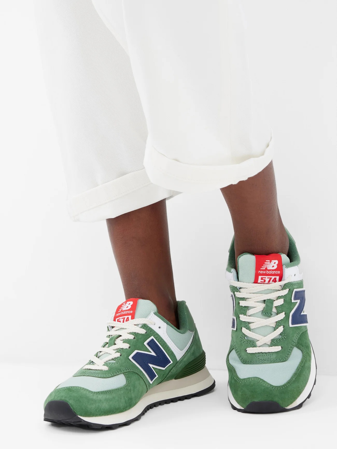 NEW BALANCE 574 suede, leather and mesh trainers