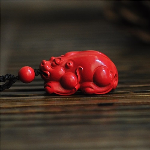 硃砂項鍊-貔貅吊墜-手工打磨招財開運男女配件74al31【時尚巴黎】