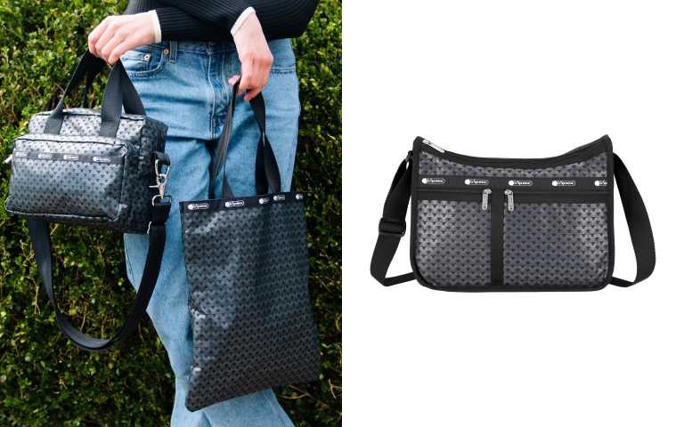 米奇星空黑中型拉鍊斜背包／7,800元、米奇星空黑肩背托特包／4,800元、米奇星空黑奢華斜背包／6,500元（圖／品牌提供）