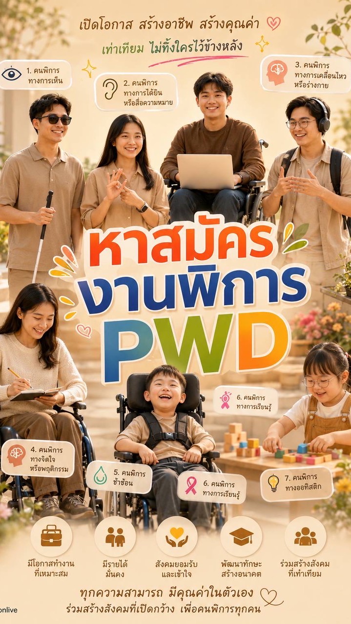 หาสมัครงานคนพิการทั่วไปไทย