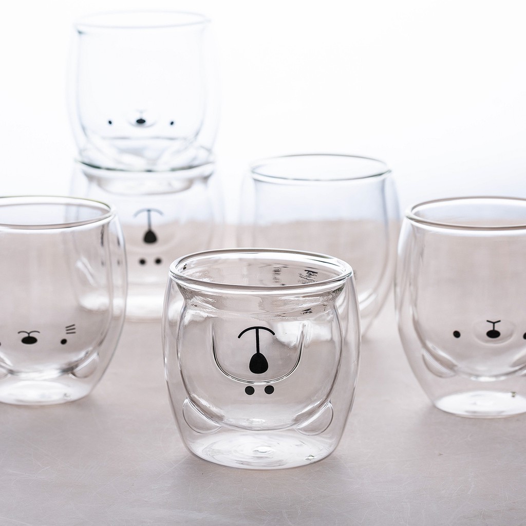摩登主婦 水杯 創意潮流玻璃杯 雙層隔熱水杯 動物早餐牛奶杯