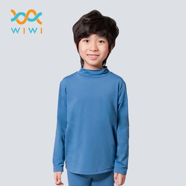 【WIWI】MIT溫灸刷毛立領發熱衣(翡翠藍 童70-150)
