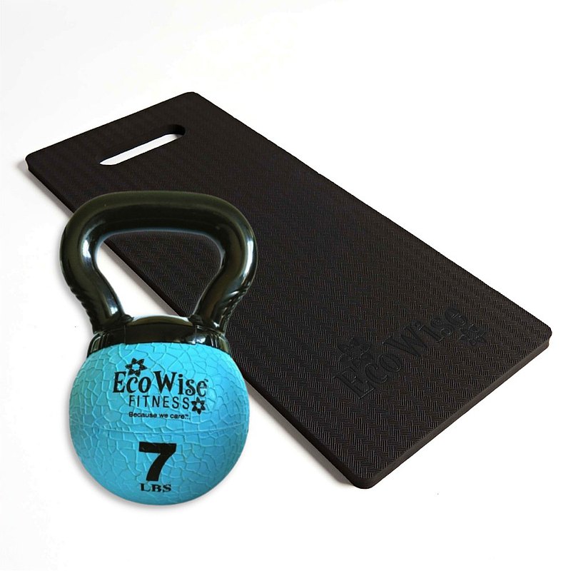 美國EcoWise健身運動精巧組-7磅壺鈴與支撐跪墊