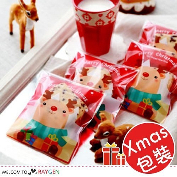 烘焙餅乾X'MAS聖誕麋鹿禮物自黏袋 包裝袋 100入