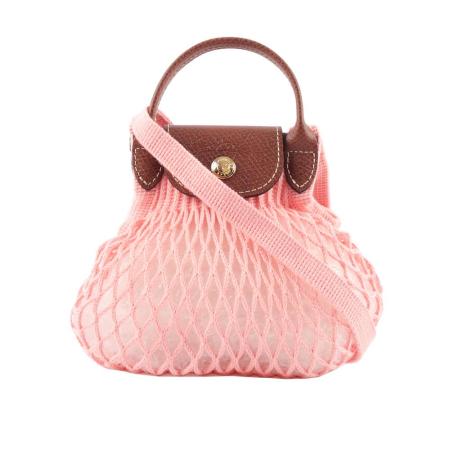 【LONGCHAMP】XS號 LE PLIAGE FILET 二用漁網包(腮紅粉)