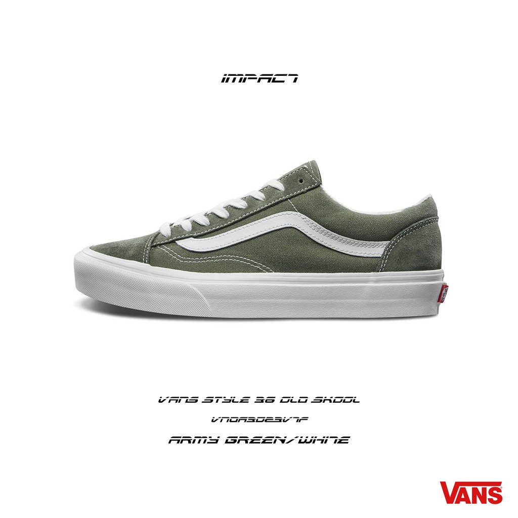 VANS Style 36 Old Skool 軍綠 白 麂皮 運動 帆布 滑板鞋 VN0A3DZ3VTF IMPACT