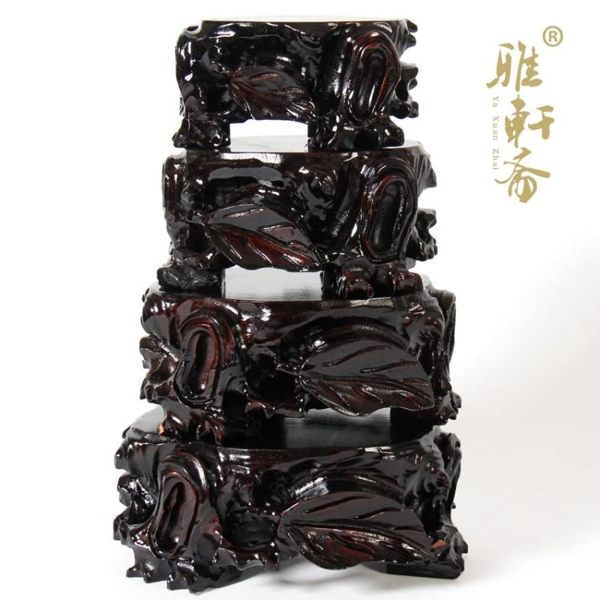 雅軒齋紅木石頭玉石擺件工藝品花盆花瓶奇石底座可挖槽實木質木座