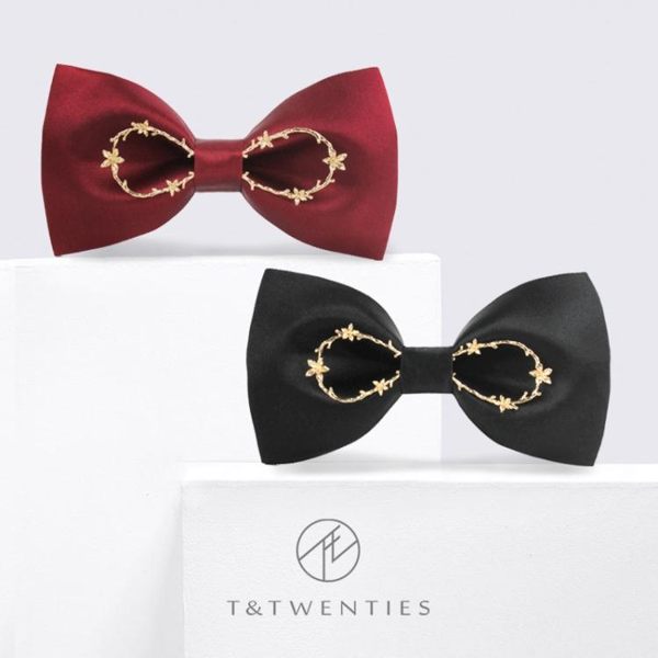 潮流新郎蝴蝶結領結男結婚 真絲桑蠶絲婚禮黑色紅色酒紅領花