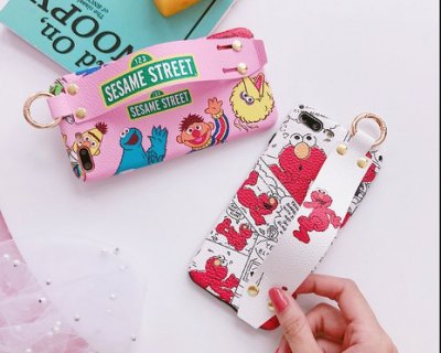 『Ｙ．Ｌ~黑白賣』oppo系列 oppo R11/R11plu/R15/R15PRO趣味卡通腕帶支架情侶款芝麻街手機殼