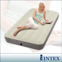 ◎INTEX 美國第一大品牌充氣床，外出旅行、居家使用、露營最佳商品|◎創新纖維技術充氣床，內層結構為高強度聚酯纖維|◎支撐性極佳，給您舒適安穩的睡眠品牌:INTEX類別:單人充氣床墊材質:極細植絨面