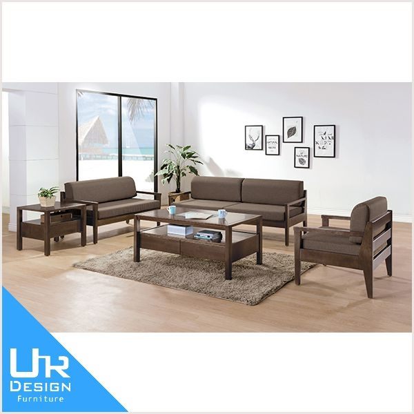 北歐鄉村風查倫咖啡布淺胡桃色全實木三人沙發(19I20/B247-10)