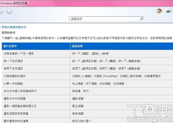 5. Windows 中內建的語音參考卡包含多樣指令，熟悉後對於語音輸入的流暢性有非常大的幫助。