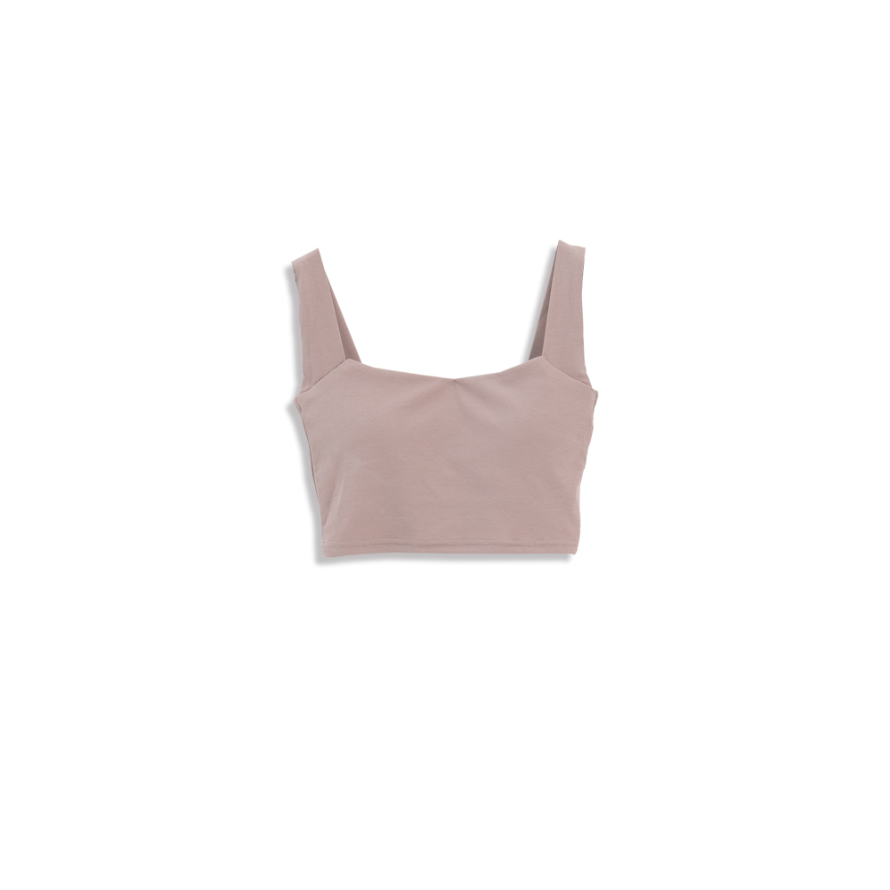 微桃型方領寬肩帶短版Bra top 八色售