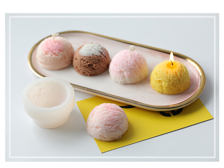 蠟燭模具 冰淇淋半球蠟燭硅膠模具 mj12 蛋糕裱花香薰蠟燭diy材料